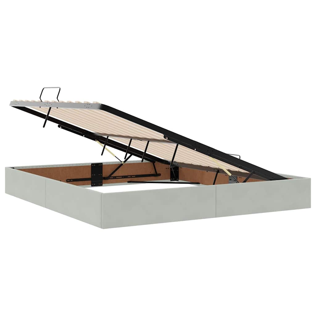 Krevet s od storage Svijetlo siva 160 x 200 cm Baršun