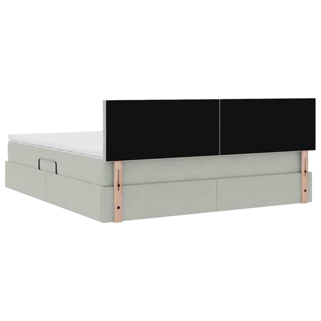 Krevet s od storage Svijetlo siva 160 x 200 cm Baršun