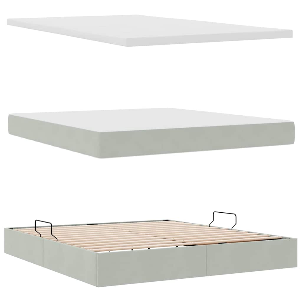 Krevet s od storage Svijetlo siva 160 x 200 cm Baršun