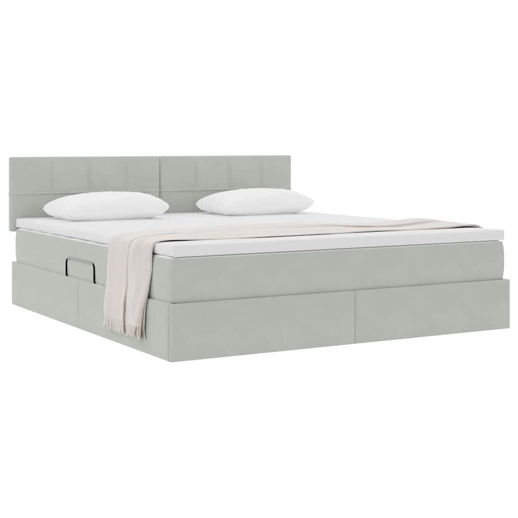 Krevet s od storage Svijetlo siva 160 x 200 cm Baršun