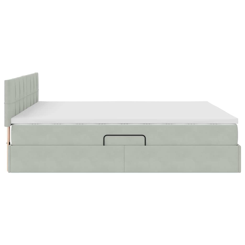 Krevet s od storage Svijetlo siva 160 x 200 cm Baršun