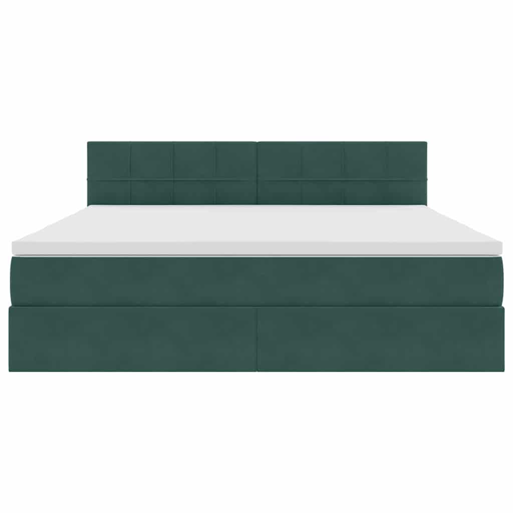 Krevet s od storage s madracem Tamnozelena 160 x 200 cm Baršun