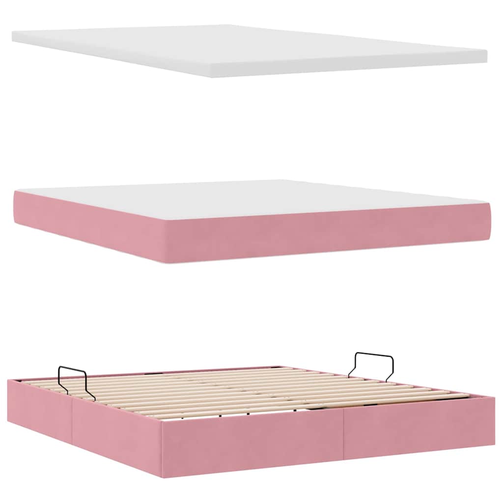 Krevet s od storage s madracem Ružičasta 160 x 200 cm Baršun