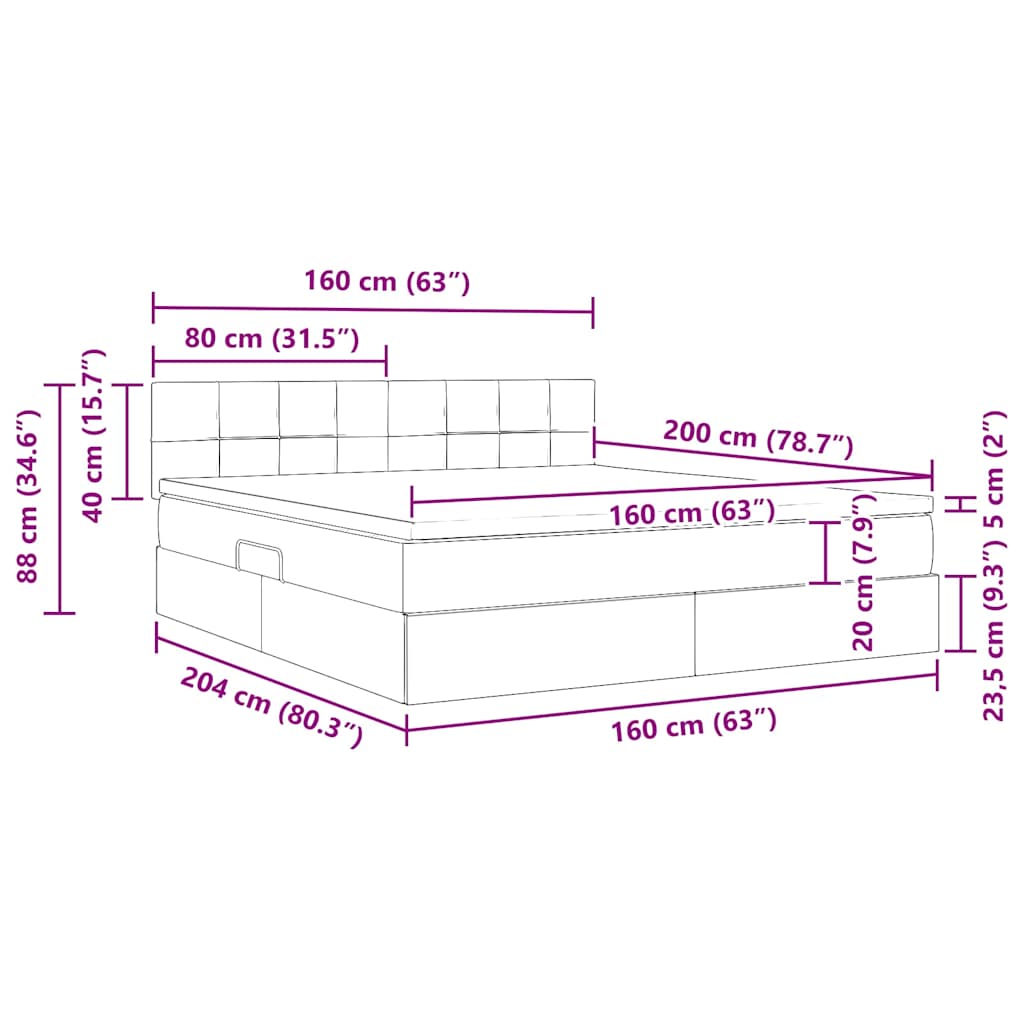 Krevet s od storage s madracem Ružičasta 160 x 200 cm Baršun