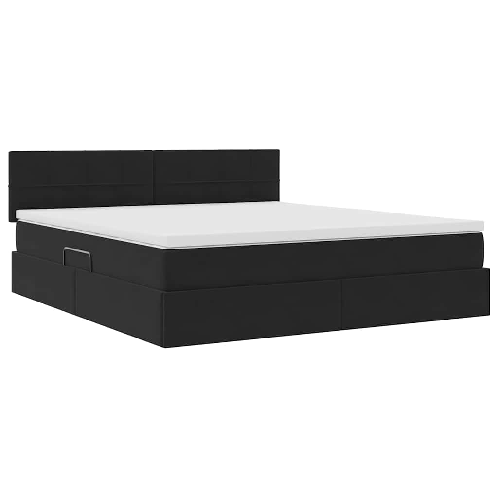 Krevet s od storage s madracem Crna 180 x 200 cm Baršun