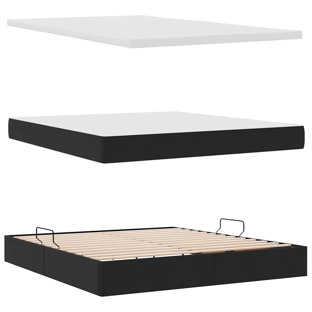 Krevet s od storage s madracem Crna 180 x 200 cm Baršun
