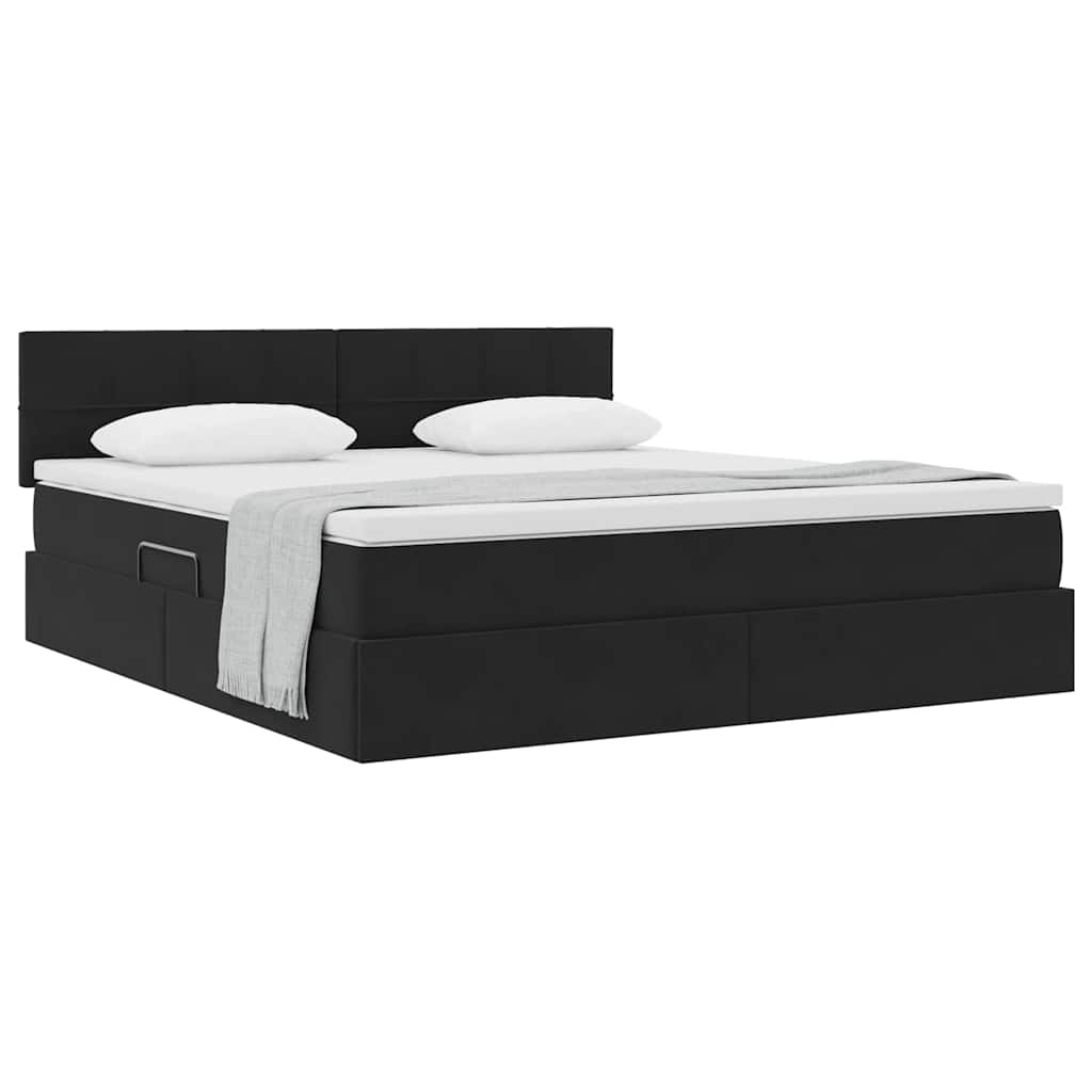Krevet s od storage s madracem Crna 180 x 200 cm Baršun