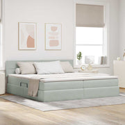 Krevet s od storage Svijetlo siva 200 x 200 cm Baršun
