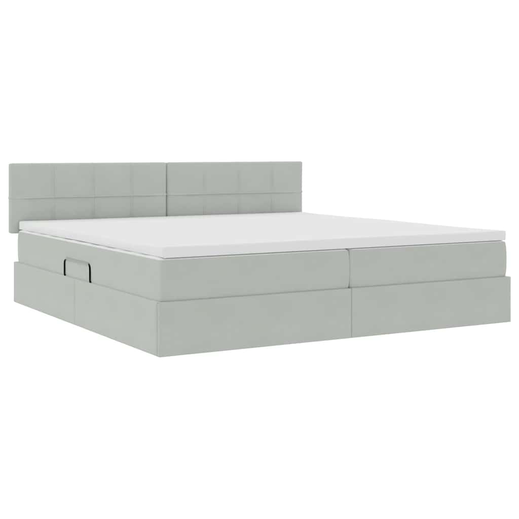 Krevet s od storage Svijetlo siva 200 x 200 cm Baršun
