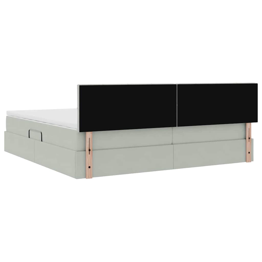 Krevet s od storage Svijetlo siva 200 x 200 cm Baršun