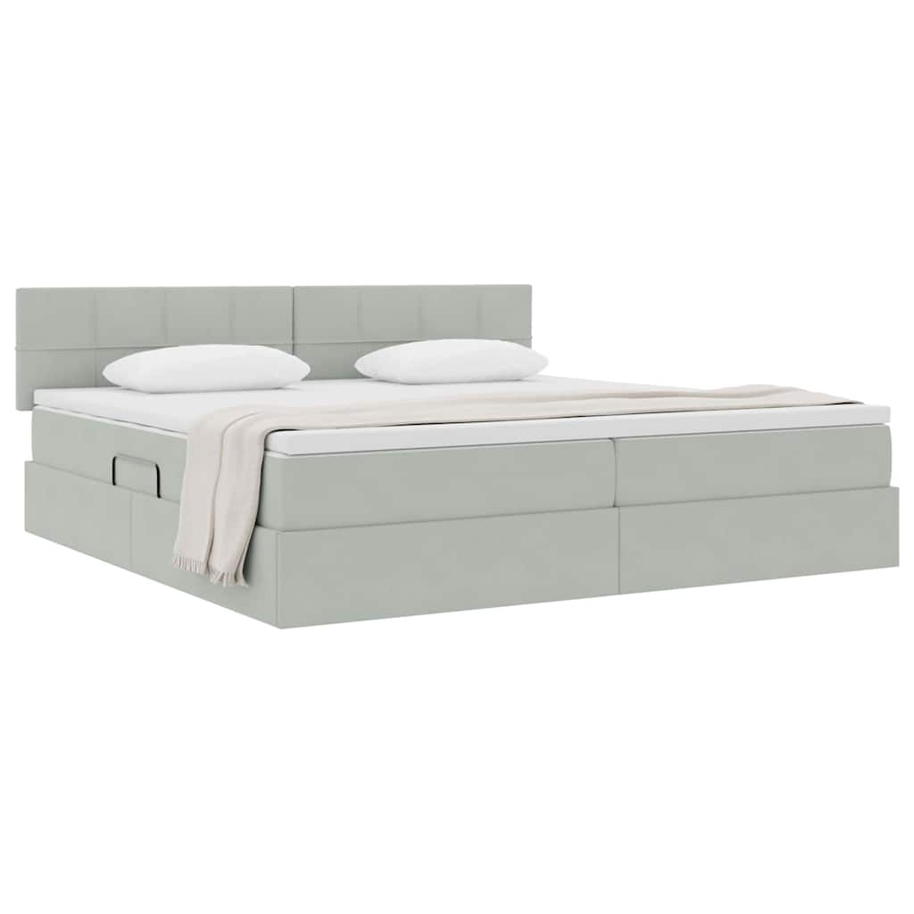 Krevet s od storage Svijetlo siva 200 x 200 cm Baršun