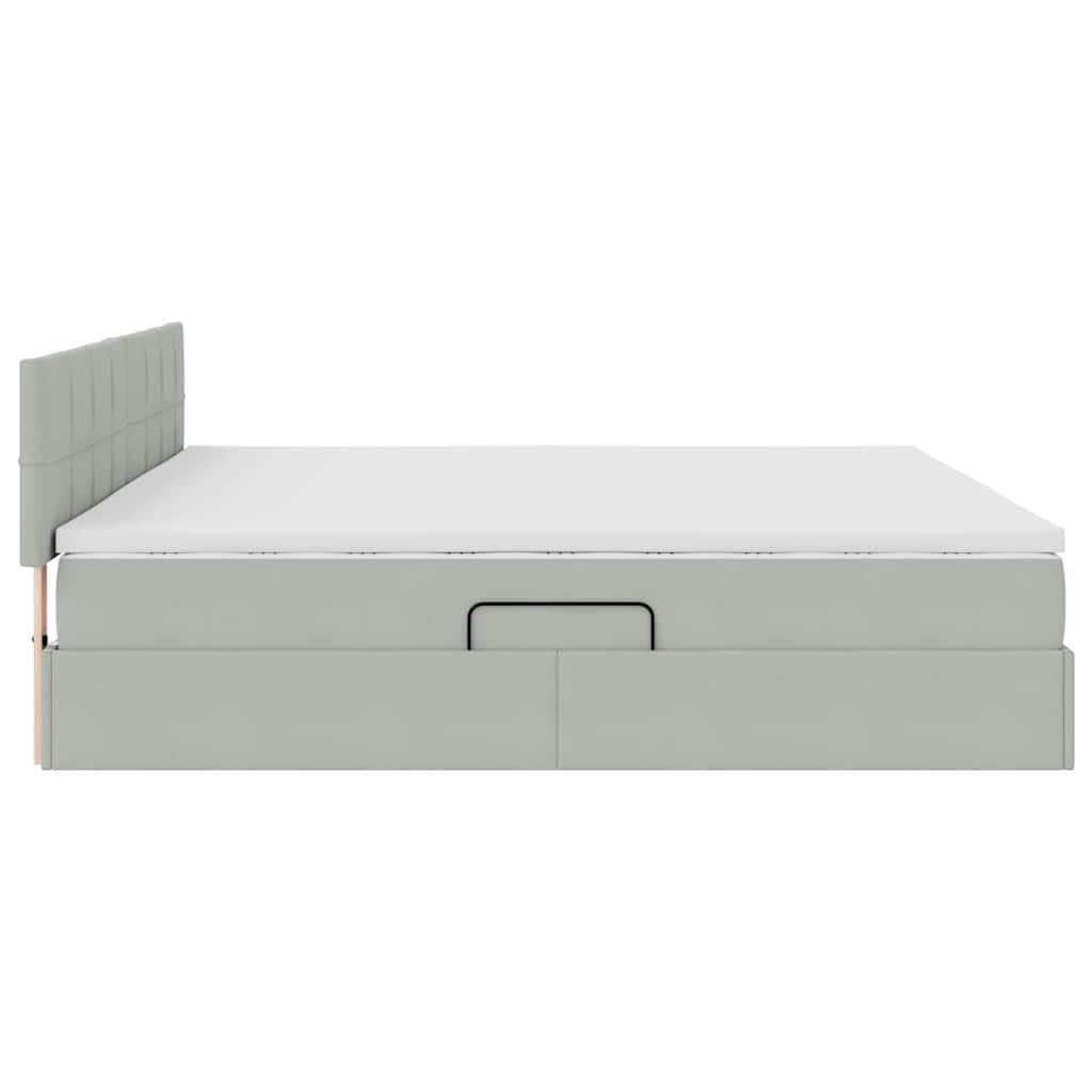 Krevet s od storage Svijetlo siva 200 x 200 cm Baršun