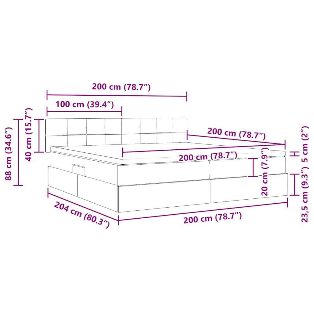 Krevet s od storage Svijetlo siva 200 x 200 cm Baršun