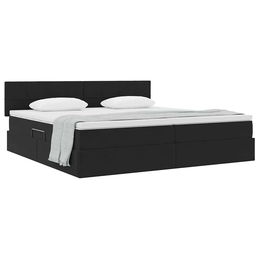 Krevet s od storage s madracem Crna 200 x 200 cm Baršun