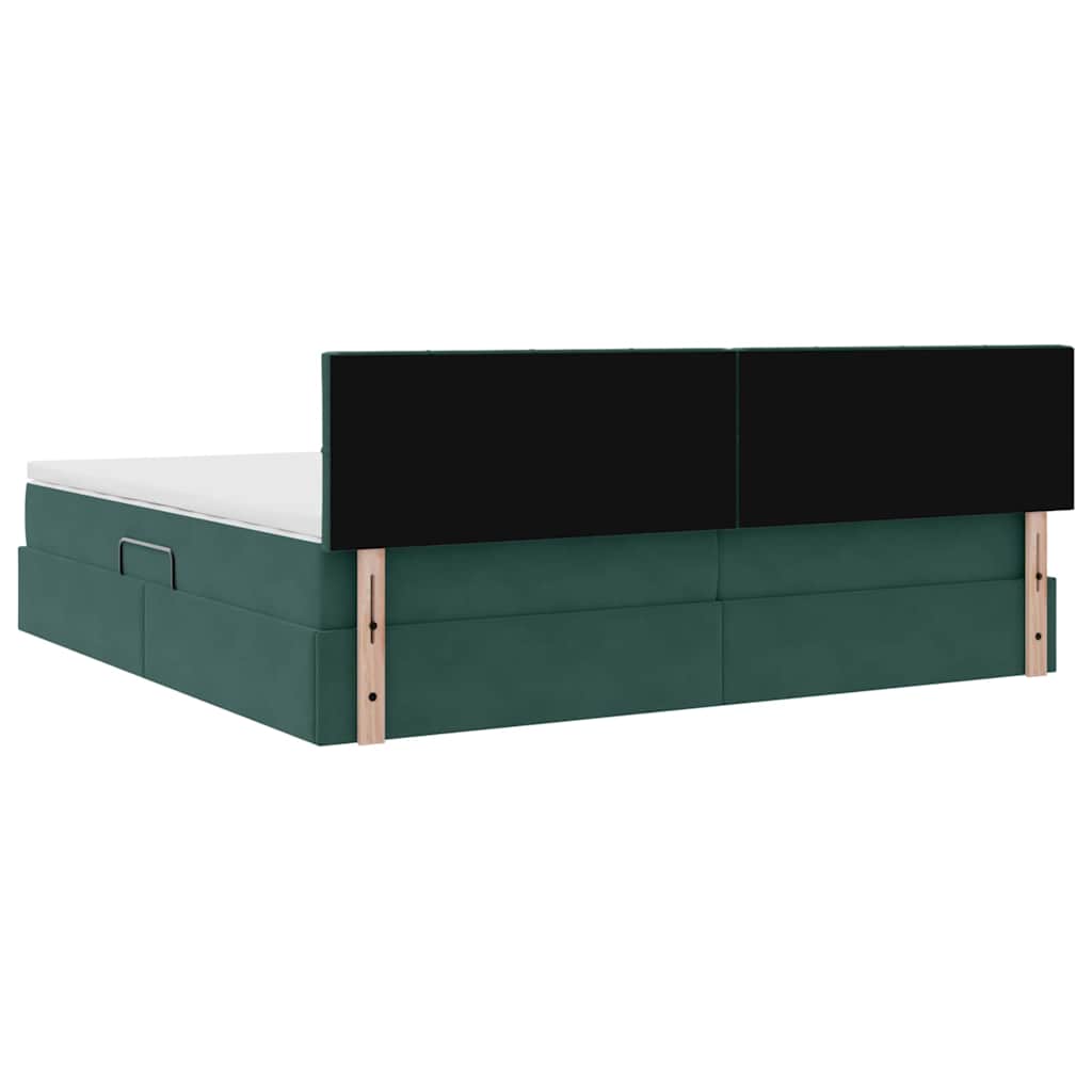 Krevet s od storage s madracem Tamnozelena 200 x 200 cm Baršun