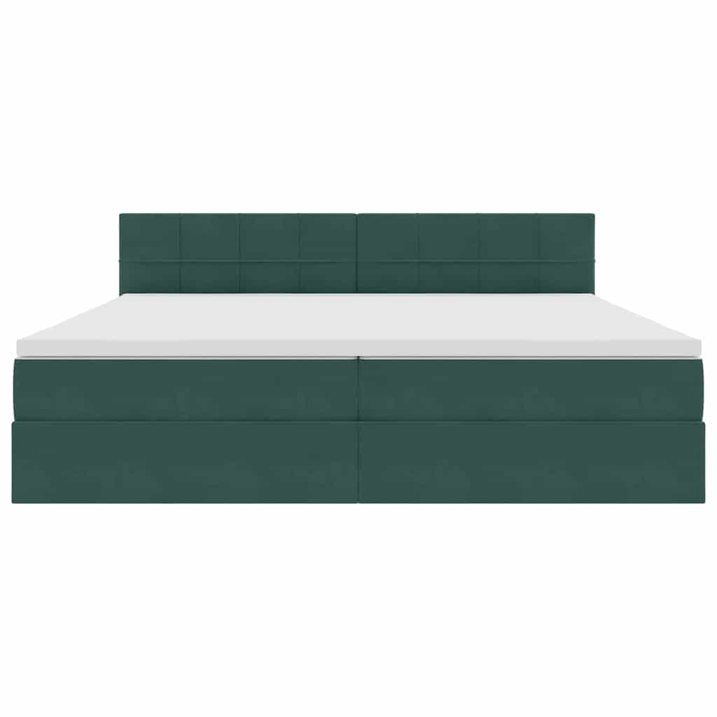 Krevet s od storage s madracem Tamnozelena 200 x 200 cm Baršun