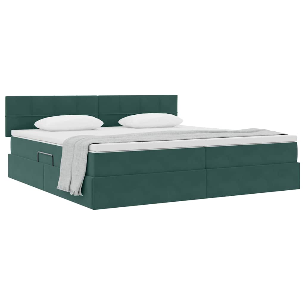 Krevet s od storage s madracem Tamnozelena 200 x 200 cm Baršun