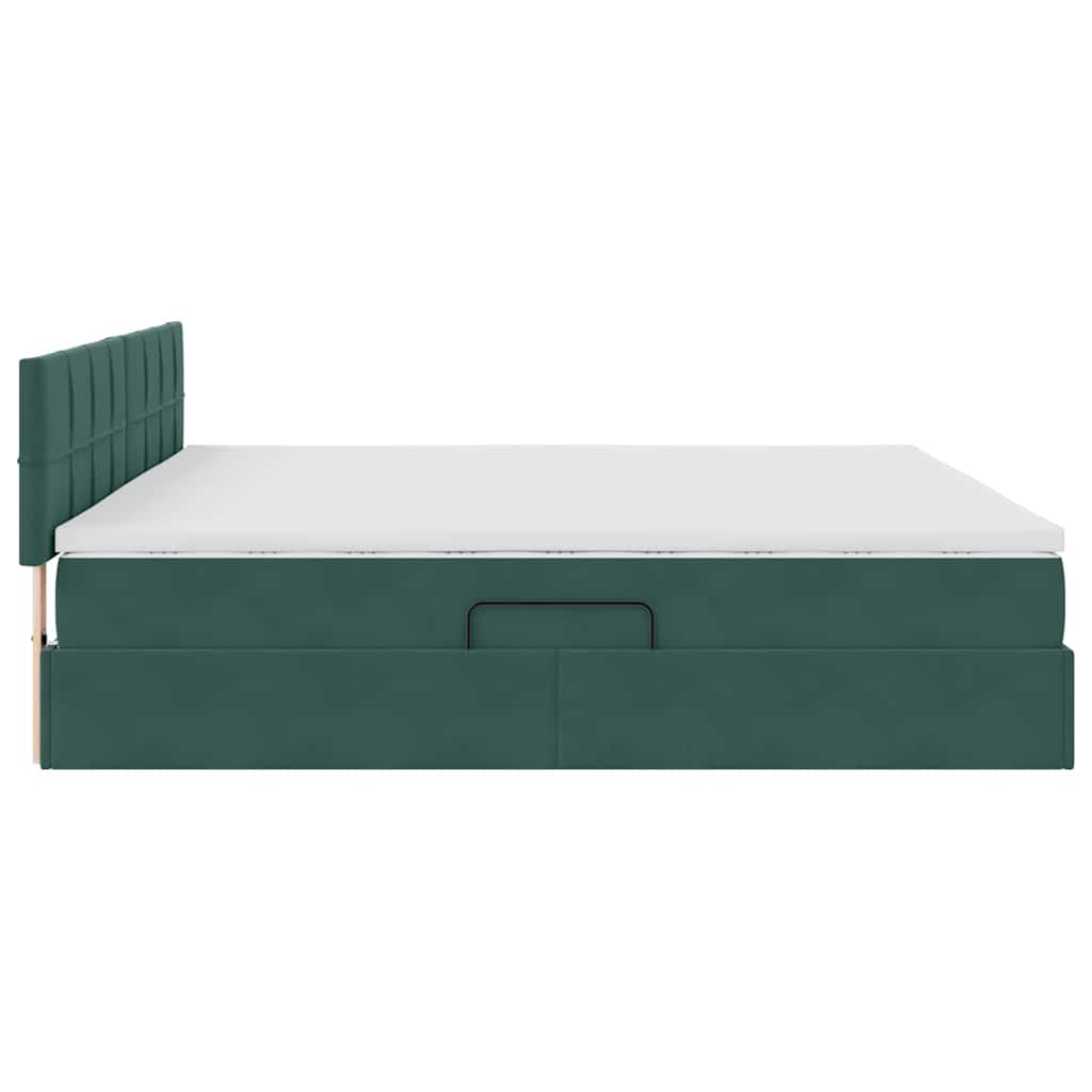 Krevet s od storage s madracem Tamnozelena 200 x 200 cm Baršun