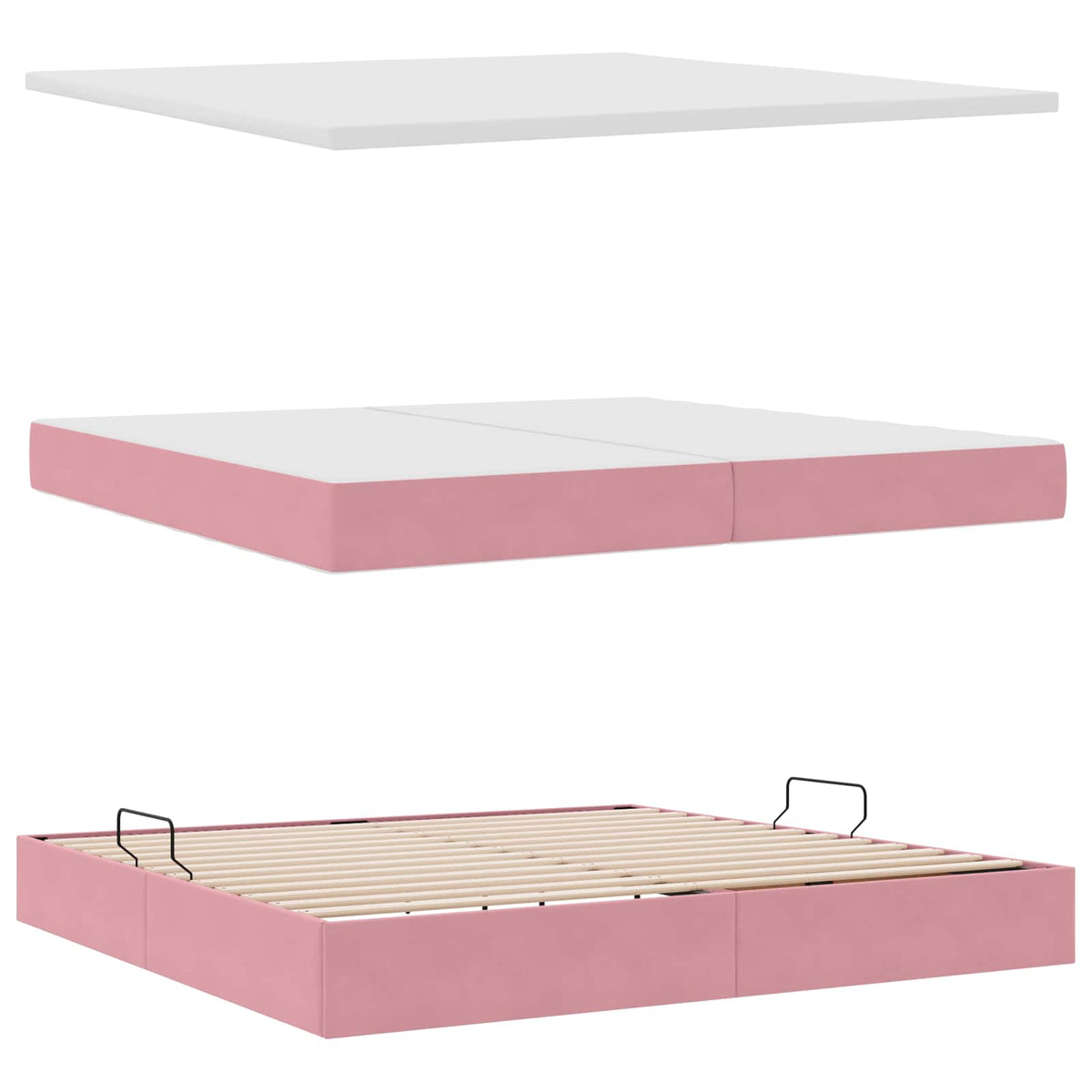 Krevet s od storage s madracem Ružičasta 200 x 200 cm Baršun