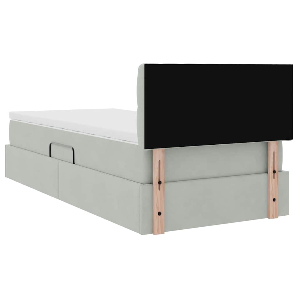 Krevet s od storage s madracem Svijetlo siva 90 x 190 cm Baršun