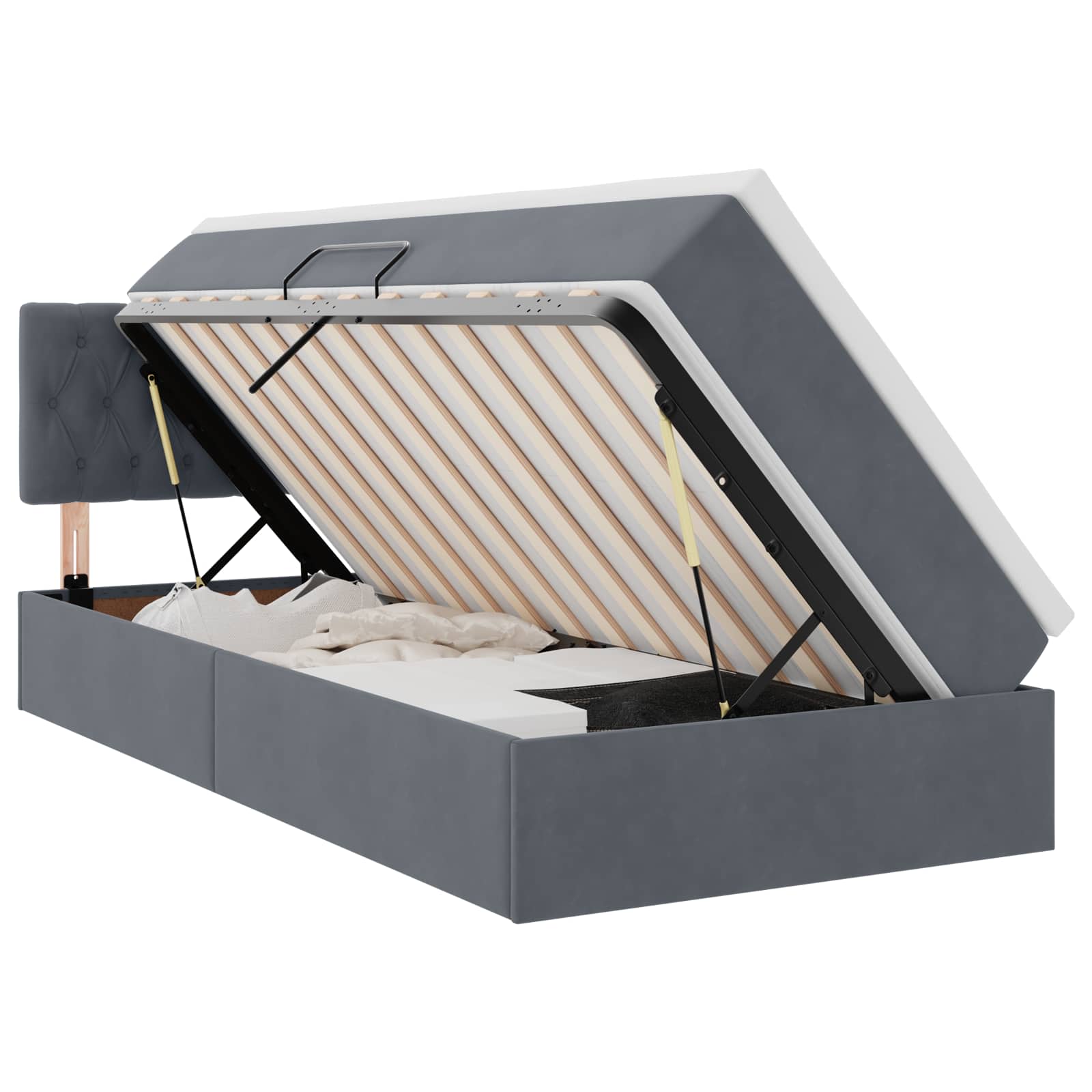 Krevet s od storage s madracem Tamno siva 90 x 190 cm Baršun