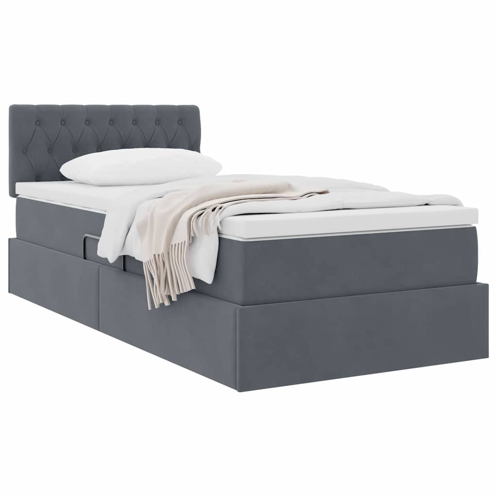 Krevet s od storage s madracem Tamno siva 90 x 190 cm Baršun