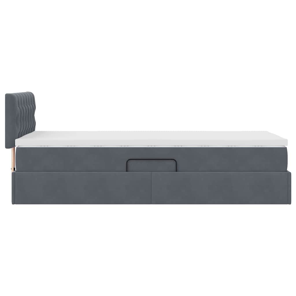 Krevet s od storage s madracem Tamno siva 90 x 190 cm Baršun