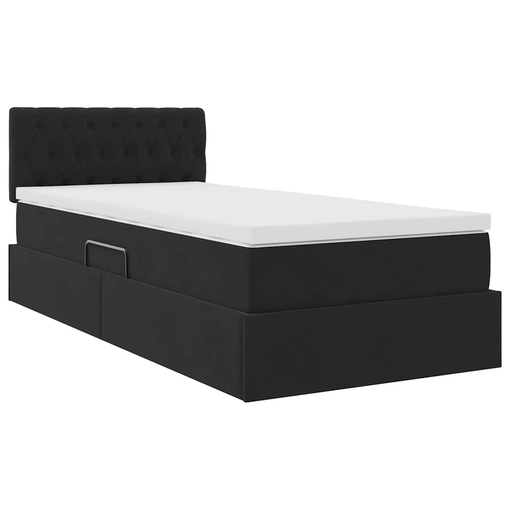 Krevet s od storage s madracem Crna 90 x 190 cm Baršun
