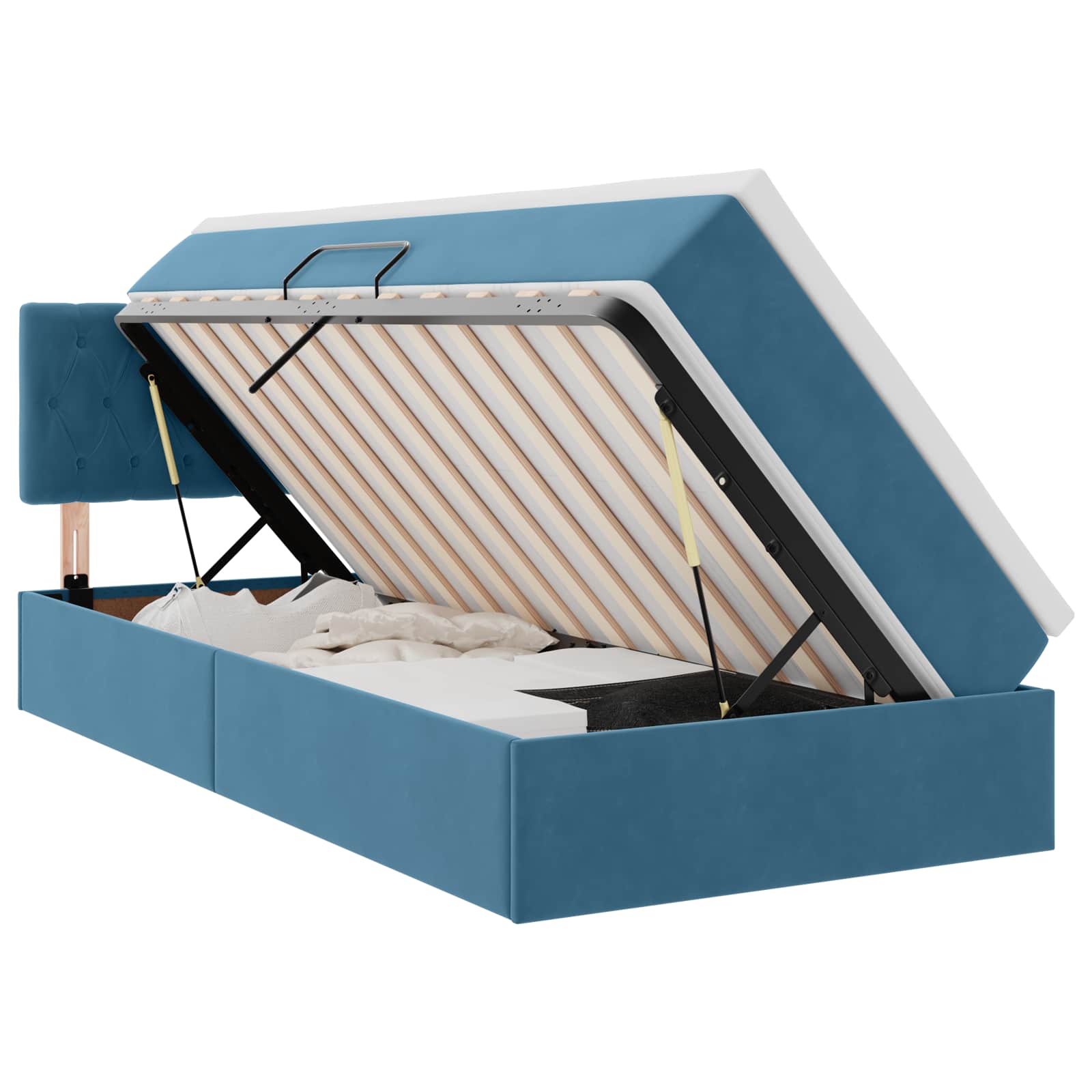 Krevet s od storage s madracem Tamno plava 90 x 190 cm Baršun