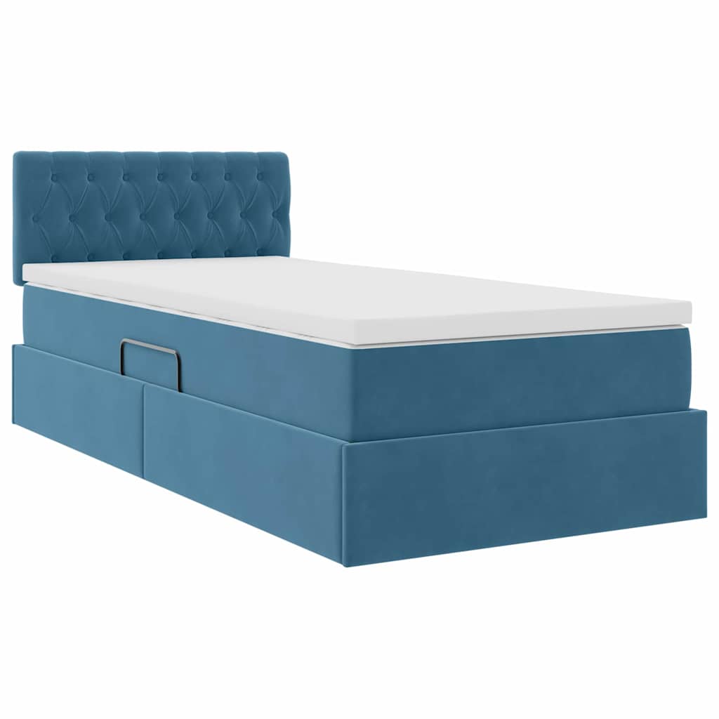 Krevet s od storage s madracem Tamno plava 90 x 190 cm Baršun
