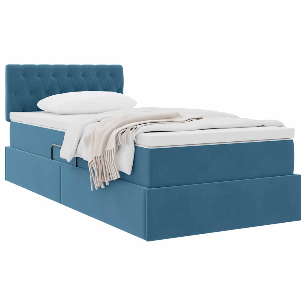 Krevet s od storage s madracem Tamno plava 90 x 190 cm Baršun