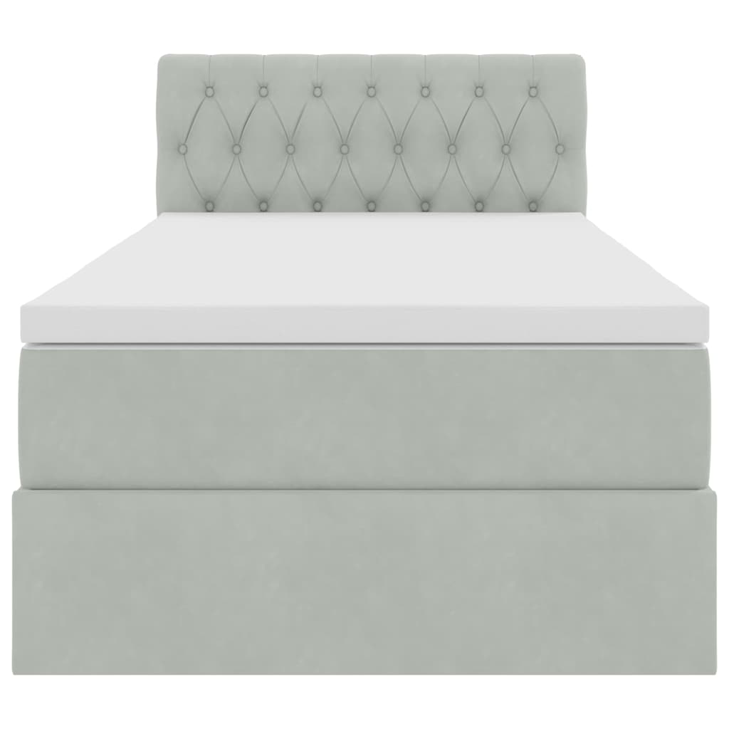 Krevet s od storage s madracem Svijetlo siva 90 x 200 cm Baršun