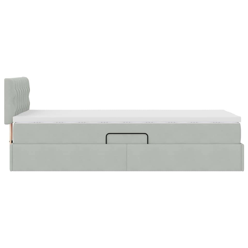 Krevet s od storage s madracem Svijetlo siva 90 x 200 cm Baršun