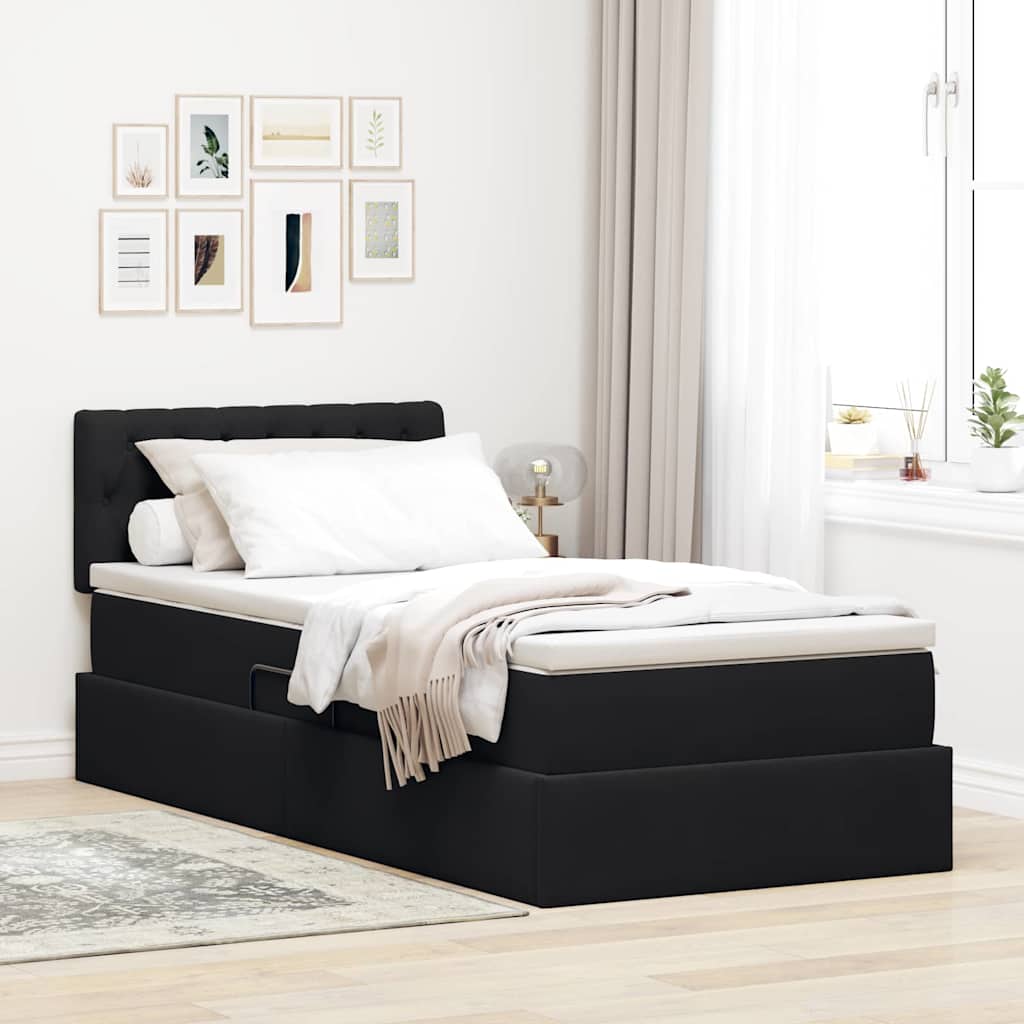 Krevet s od storage s madracem Crna 90 x 200 cm Baršun