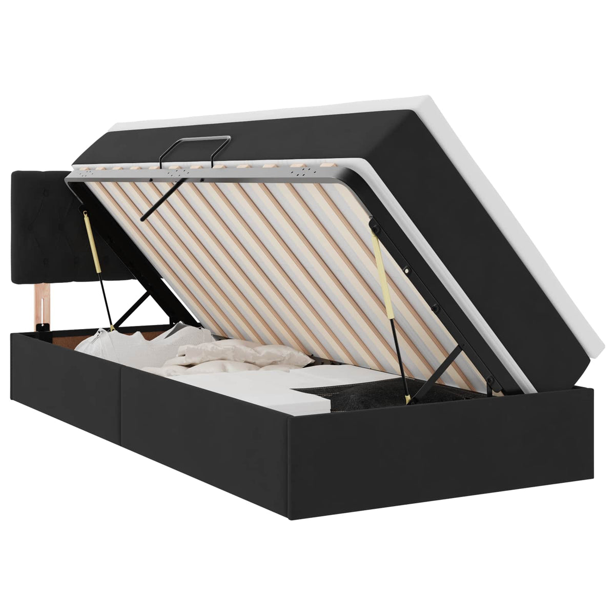 Krevet s od storage s madracem Crna 90 x 200 cm Baršun