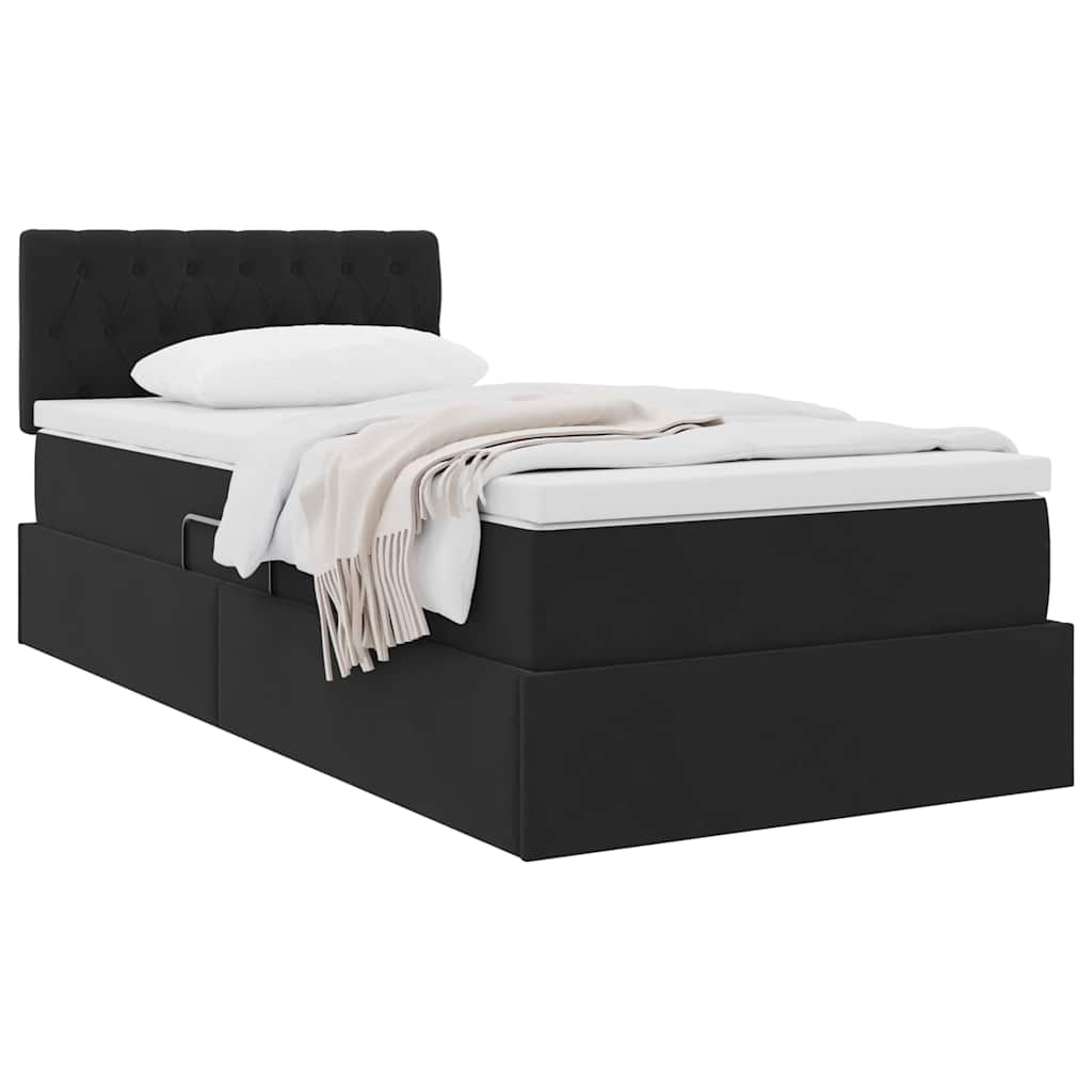 Krevet s od storage s madracem Crna 90 x 200 cm Baršun