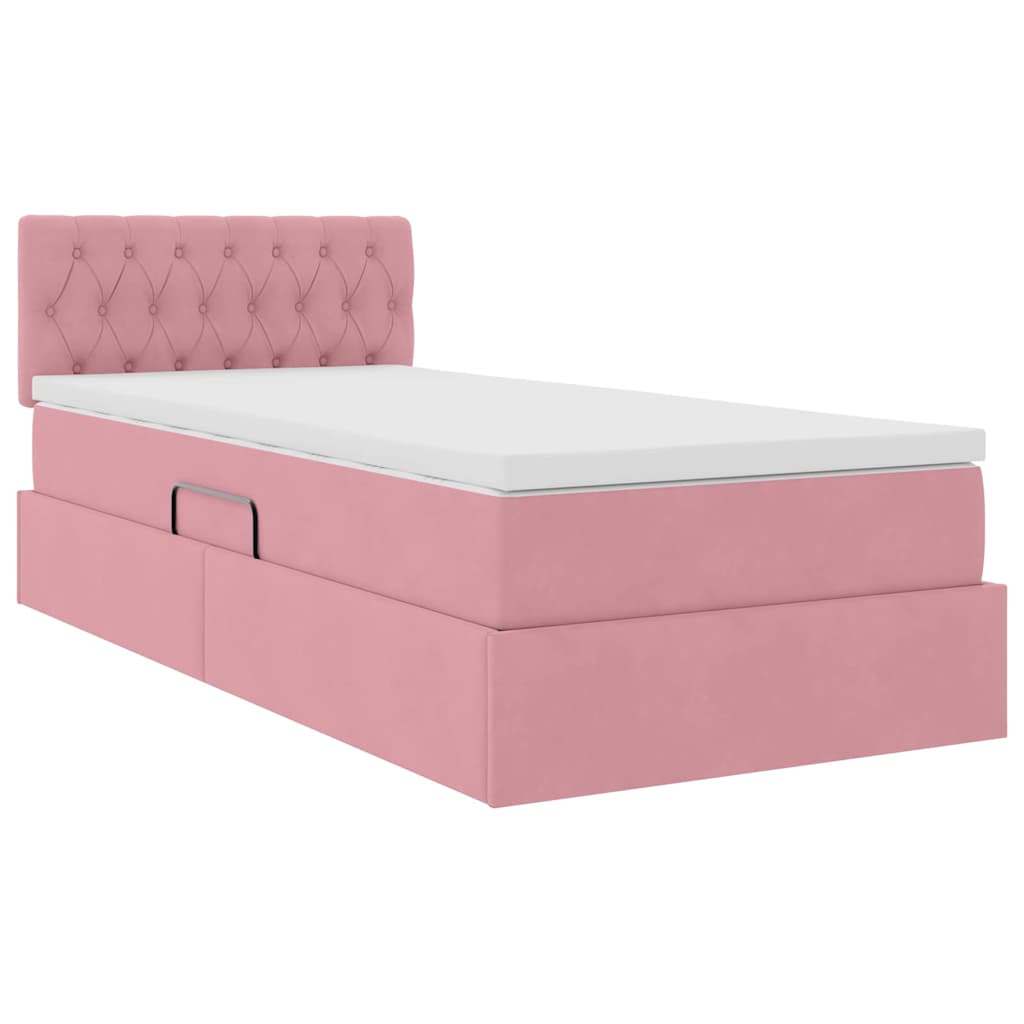 Krevet s od storage s madracem Ružičasta 90 x 200 cm Baršun