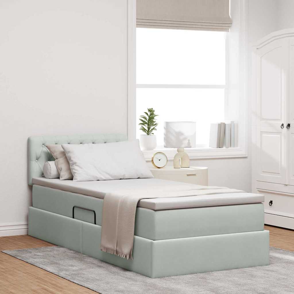 Krevet s od storage Svijetlo siva 100 x 200 cm Baršun