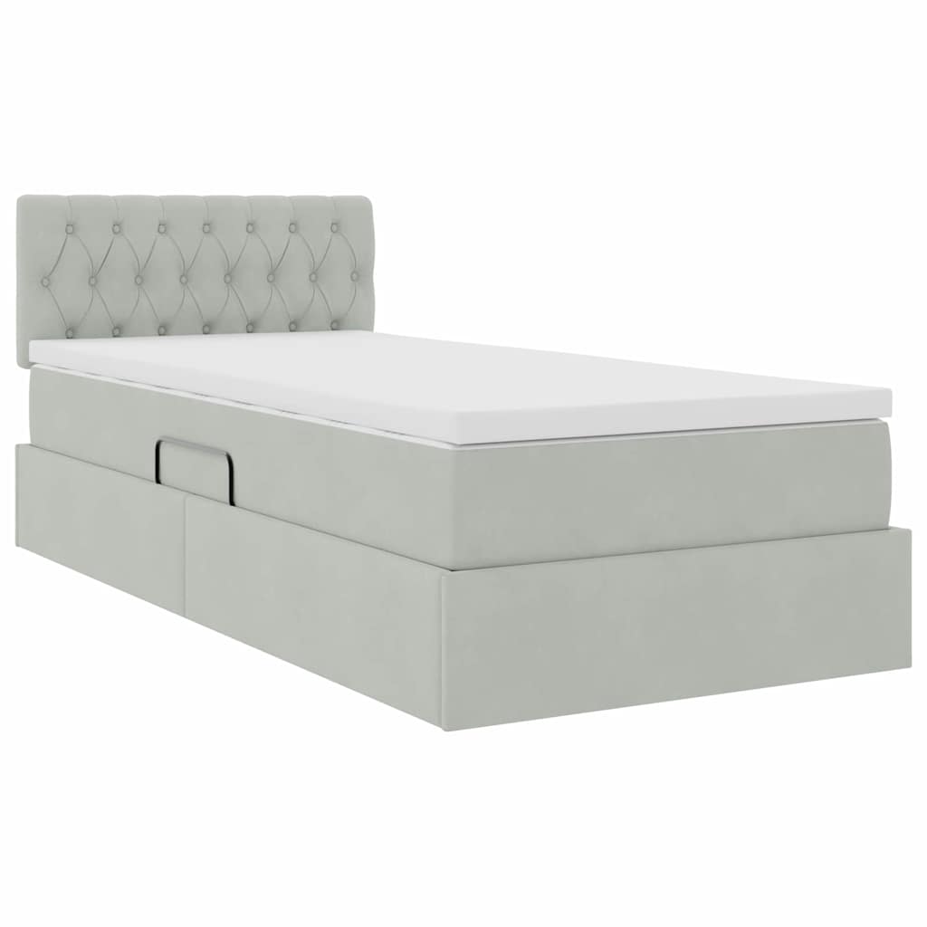 Krevet s od storage Svijetlo siva 100 x 200 cm Baršun