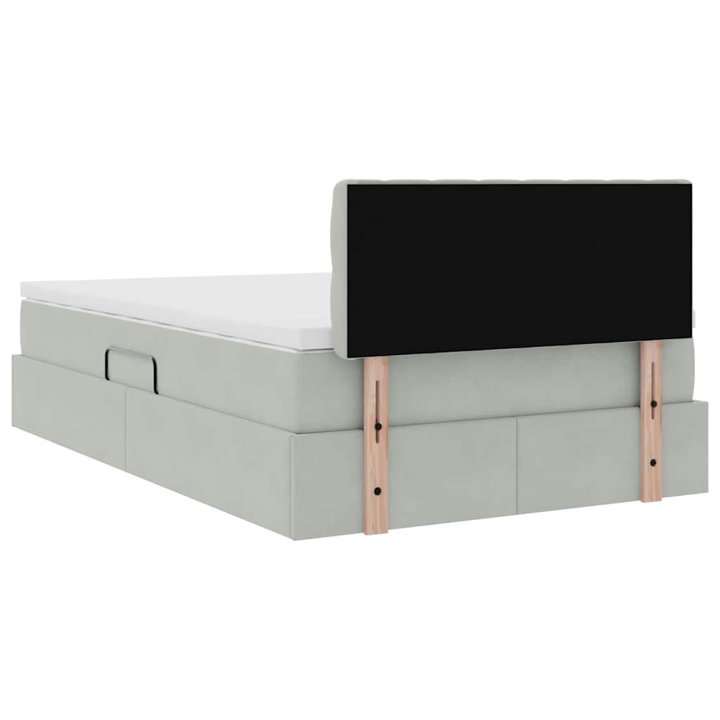 Krevet s od storage Svijetlo siva 120 x 190 cm Baršun
