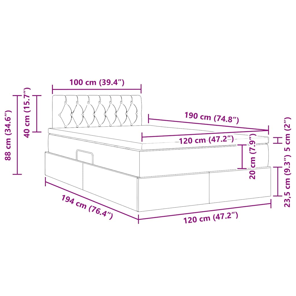 Krevet s od storage Svijetlo siva 120 x 190 cm Baršun