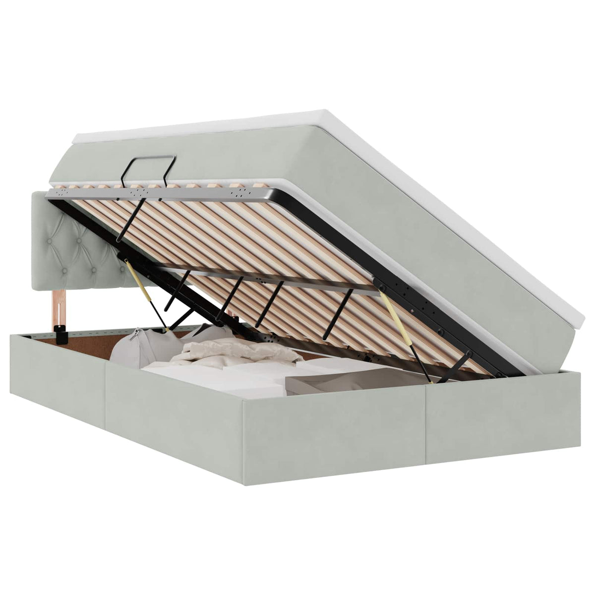 Krevet s od storage Svijetlo siva 120 x 200 cm Baršun