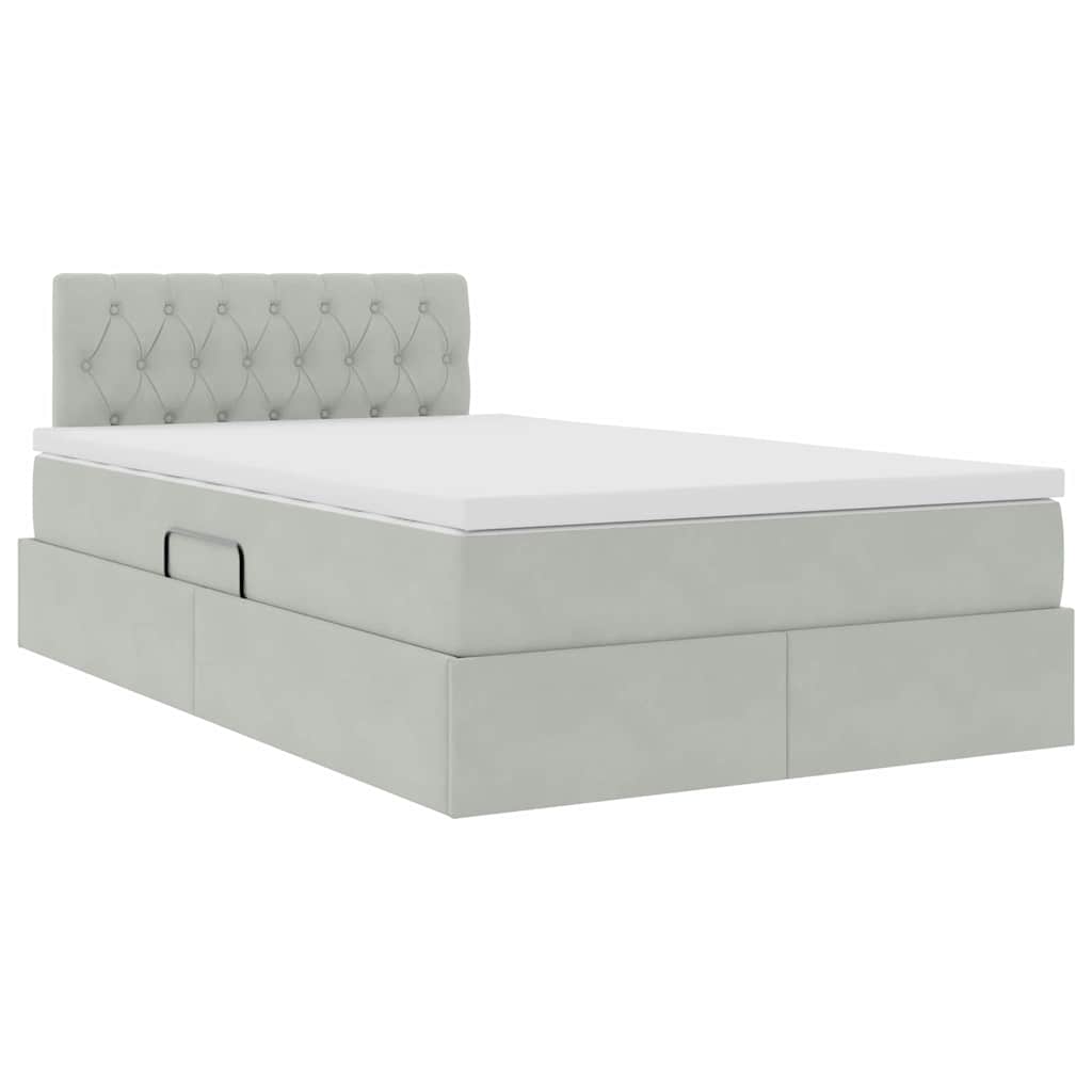 Krevet s od storage Svijetlo siva 120 x 200 cm Baršun