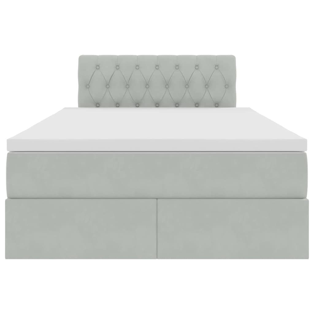 Krevet s od storage Svijetlo siva 120 x 200 cm Baršun