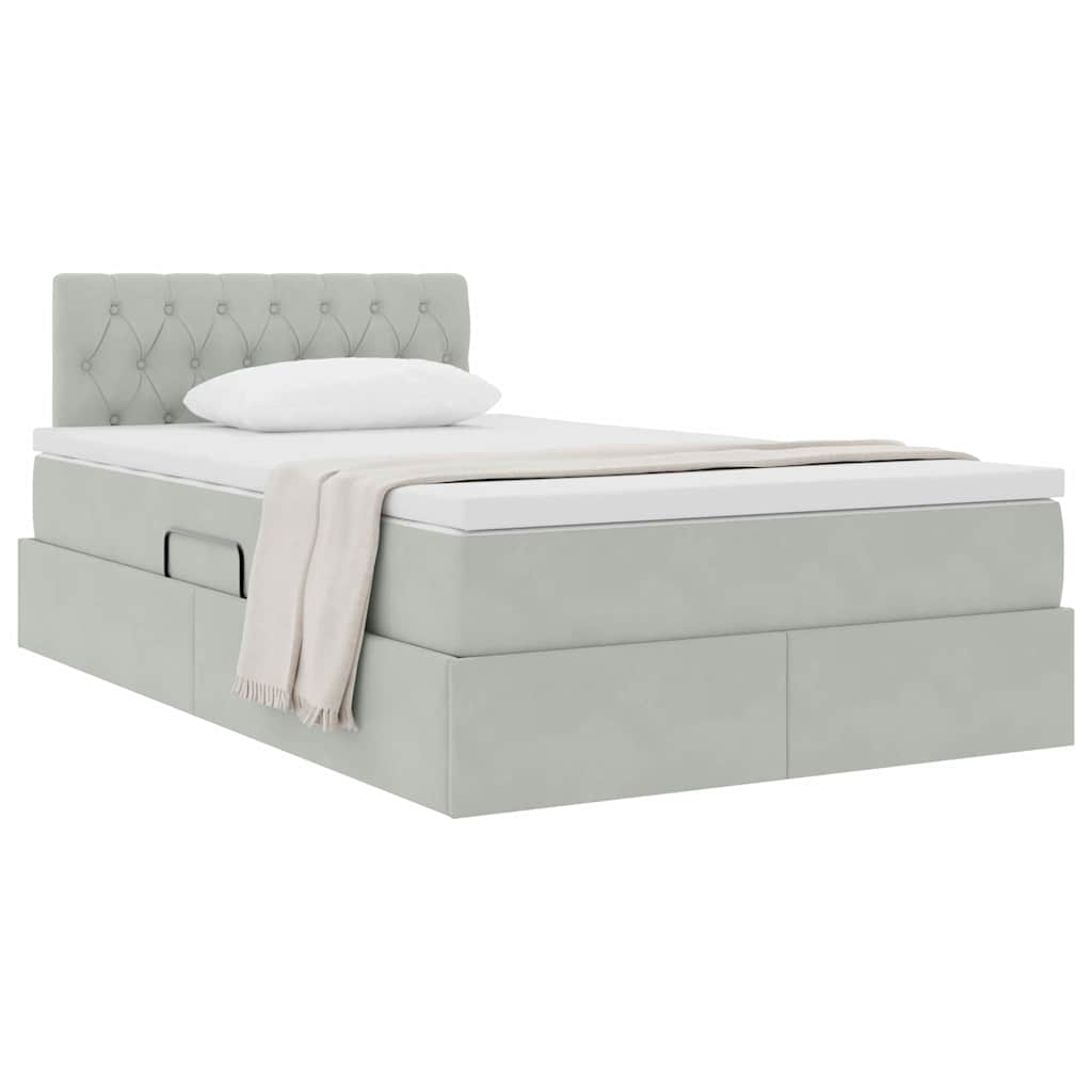 Krevet s od storage Svijetlo siva 120 x 200 cm Baršun