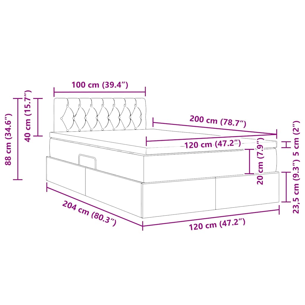 Krevet s od storage Svijetlo siva 120 x 200 cm Baršun