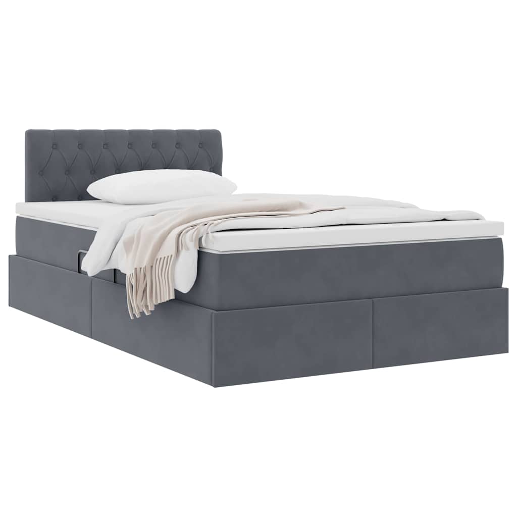 Krevet s od storage s madracem Tamno siva 120 x 200 cm Baršun