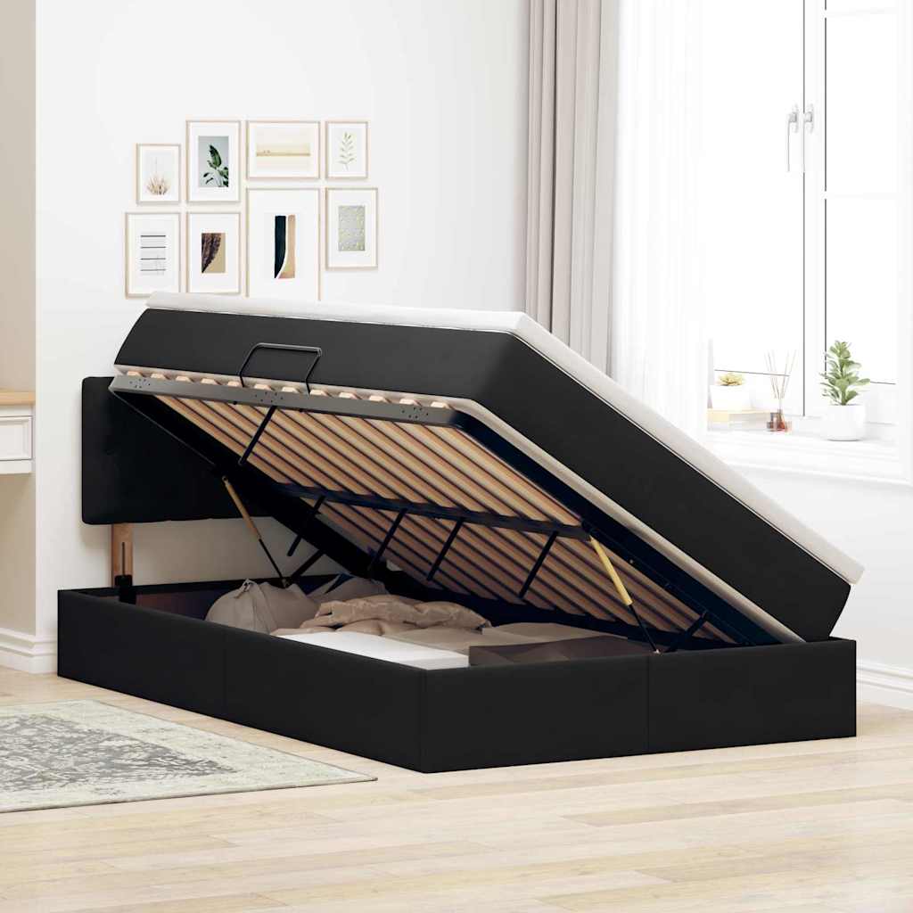 Krevet s od storage s madracem Crna 120 x 200 cm Baršun