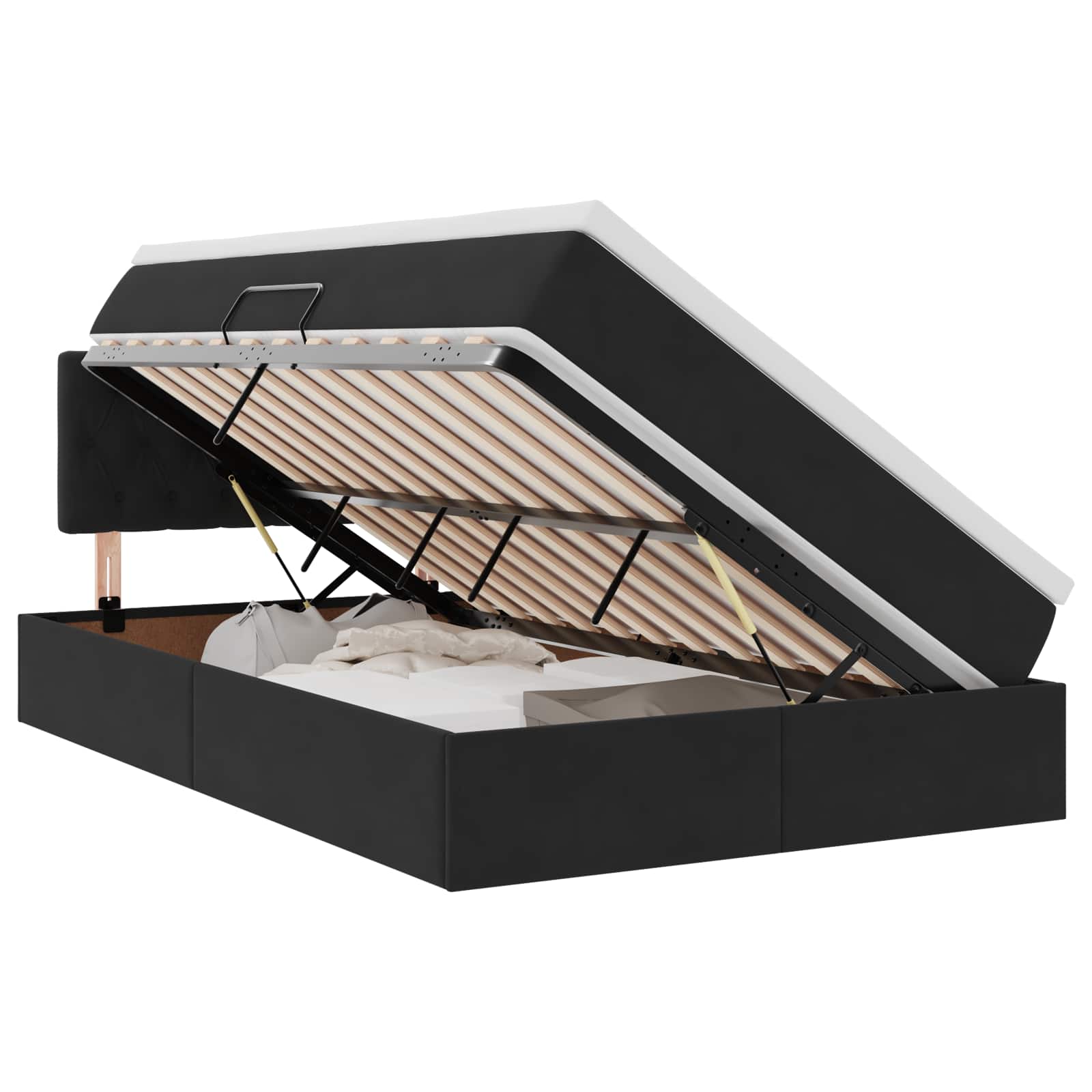 Krevet s od storage s madracem Crna 120 x 200 cm Baršun