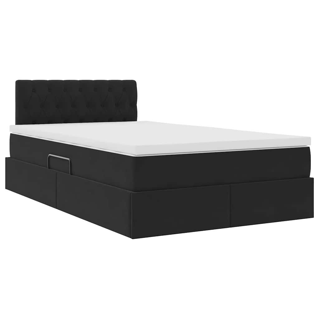 Krevet s od storage s madracem Crna 120 x 200 cm Baršun